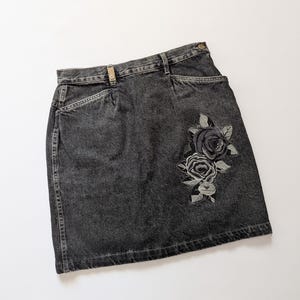 Kenzo Jeans Vintage Mini Skirt Embroidery Rose Flowers Rare