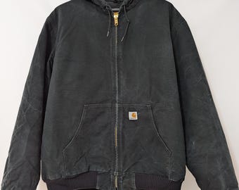 ジャケット・アウター Carhartt 90s Faded Black Active Jacket USA製 90s Carhartt Blanket Lined Black Denim Active Jacket