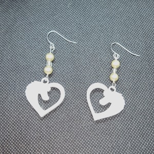 Love of Horses! 3D printed Horse Heads in Hearts, White, Silver and pearls.