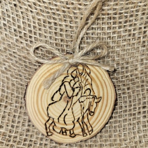 Handgezeichnet, Holz gebrannt, Holzscheibenornamente von Hand gemacht, Holzgebranntes Design, wahre Bedeutung von Weihnachten! Set 1