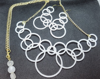 ¡Burbujas! Conjunto de joyería: collar y pendientes, círculos geométricos.