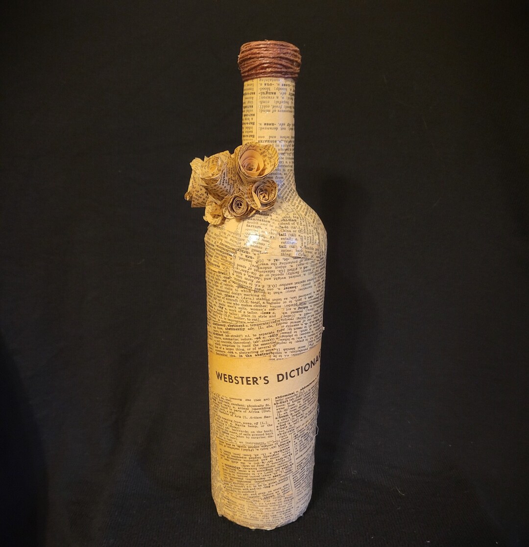 Altered Wine Bottle Vase ster's Dictionary Vase Etsy