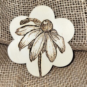 Beautiful Wood Flower Coasters with Wood Burned Hand Drawn Floral Designs! Multiple Designs!