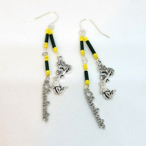 Cheerleaders - Drop Earrings, Green and Yellow (Gold) - Go Team!