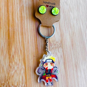 Anime keychain with earrings