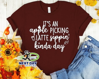 Apple Picking Shirt und Latte Sipping Shirt, Thanksgiving Shirt, Damen Herbst Shirt, Thanksgiving, Cute Fall Shirt, Herbst Shirt, Apple Shirt