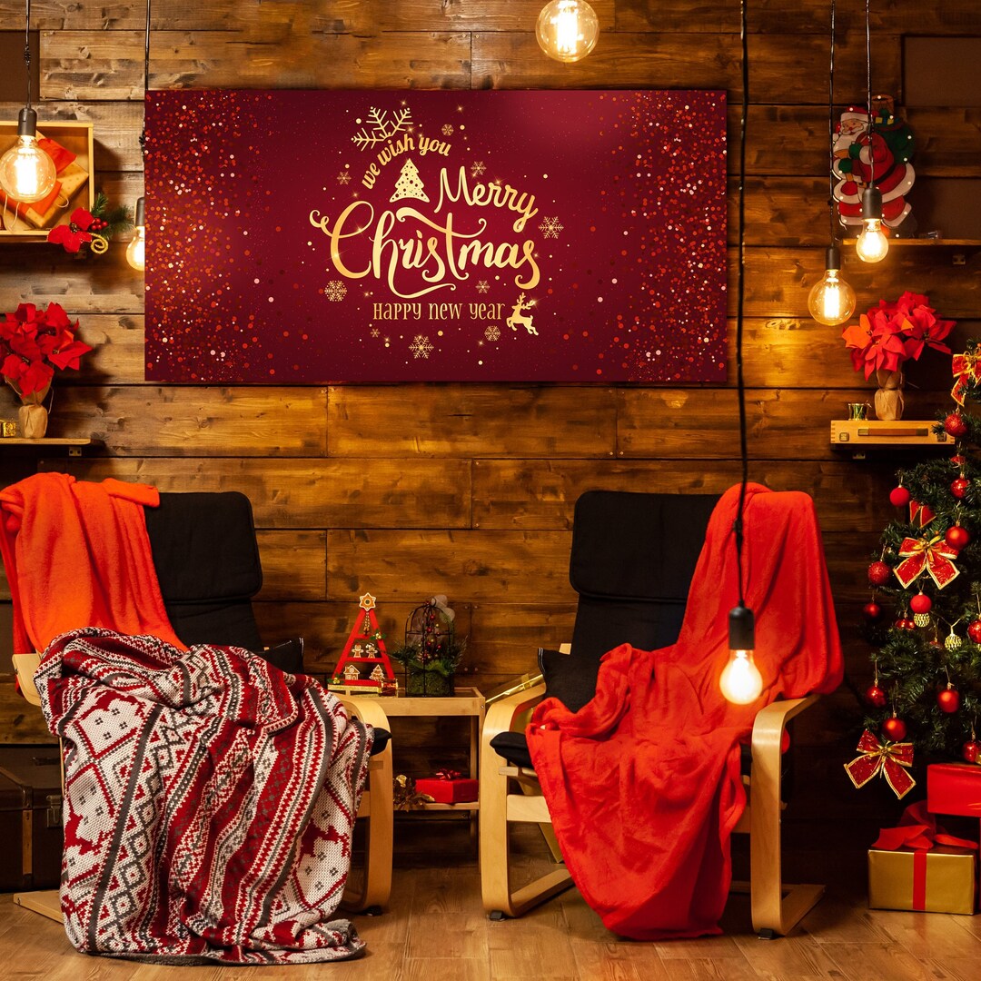 Christmas Canvas Banner, Merry Christmas Sign, Holiday Banner