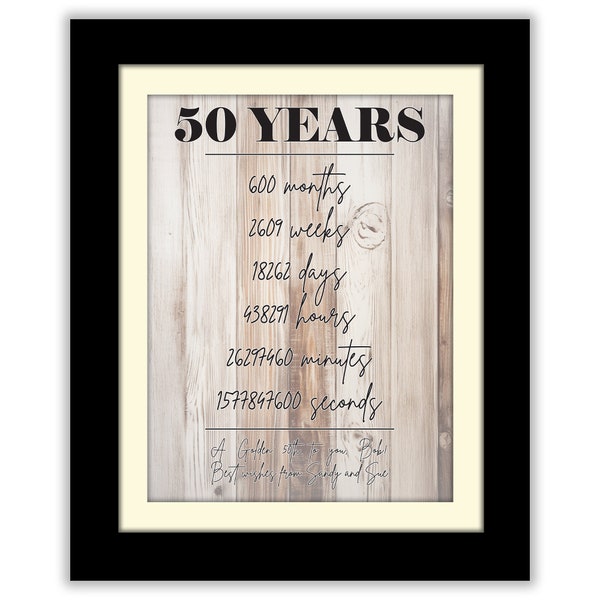 50th Anniversary Gift For Wife, Celebrating Golden Jubilee, Personalized Quotes, Custom Present For Grandparents, Wall-Decor
