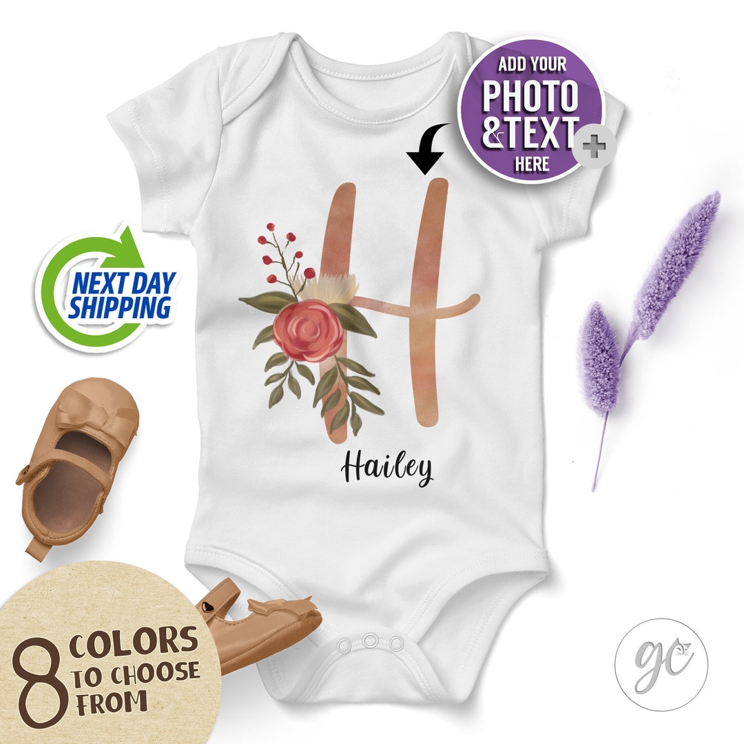 Customized Name Baby Clothes, Letter Baby Bodysuit, Personalized Baby