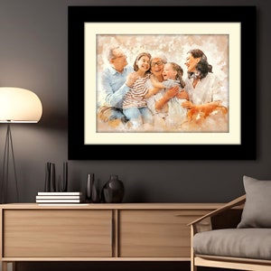 Display it prominently in your home to celebrate the bonds that tie you together. Create a timeless masterpiece that preserves your family's beauty and connection in a stunning watercolor effect.