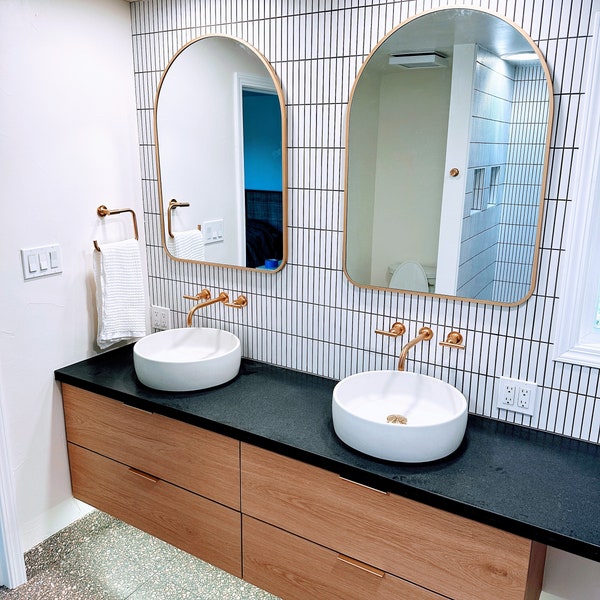 Custom Floating Bathroom Vanity White Oak Etsy