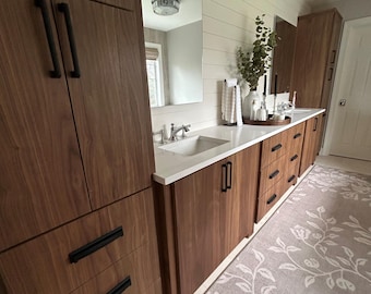 Walnut Vanity and Cabinets