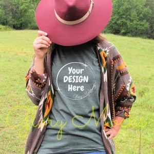Bella Canvas 3501 Mockup | Heather Forest Mockup | Model Mockup | Glory Mocks | Bella Mockup | Bella Long Sleeve
