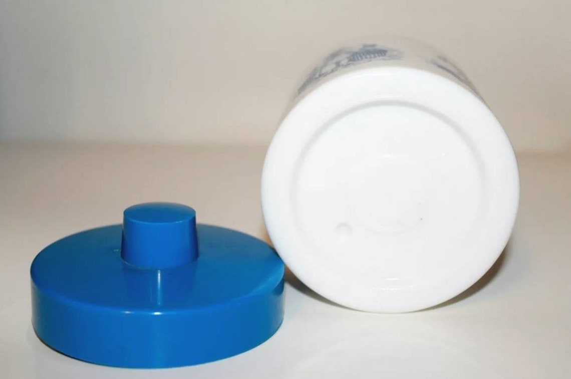 Vintage Ceramic Blue and White Milk Glass Jar Tea Canister Etsy