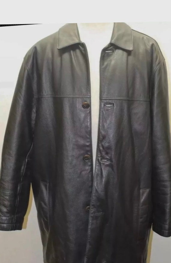 Vintage Dockers Men Black Leather Jacket Large - Gem
