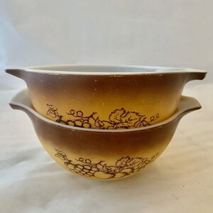 vintage Pyrex Brown Old Orchard Cinderella Bowls 2 Pièce 750 mL