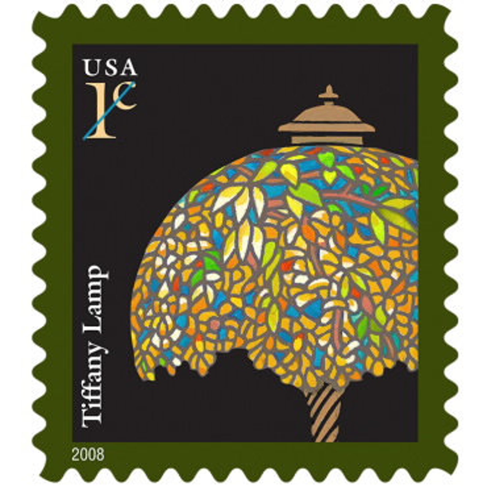 Tiffany Lamp Stamp Additional Postage 1 Cent Stamp Pane of 20 Etsy
