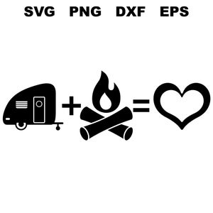 Camper Camp Fire Love 1, Camping Merch, T-Shirt, Svg, Silhouette, Camping, Feu de camp, Extérieur, DXF, EPS, PNG, Fichier coupé, Téléchargement instantané