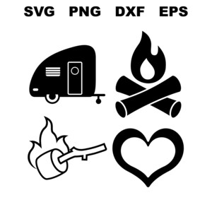 Camper Camp Fire Love 3, Camping Merch, T-Shirt, Svg, Silhouette, Camping, Feu de camp, Extérieur, DXF, EPS, PNG, Fichier coupé, Téléchargement instantané