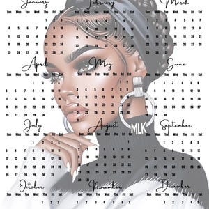 2026 Year at a Glance Wall Calendar | Black Woman Art Calendar | Multiple Designs | 8.5x11 11x17 13x19 | Wall Decor