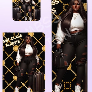 Custom Made Personalized Black Girl Travel Set Tumbler Passport Holder Luggage Tag
