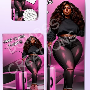 Custom Made Personalized Black Girl Travel Set Tumbler Passport Holder Luggage Tag