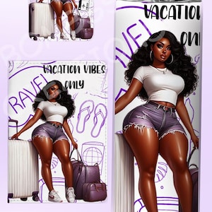 Custom Made Personalized Black Girl Travel Set Tumbler Passport Holder Luggage Tag