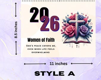 Faith Based Wall Calendar | Christian Quote Calendar | Bible or Cross Design | Spiral Bound | Glossy or Matte