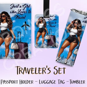 Custom Made Personalized Travel Set Tumbler Passport Holder Luggage Tag