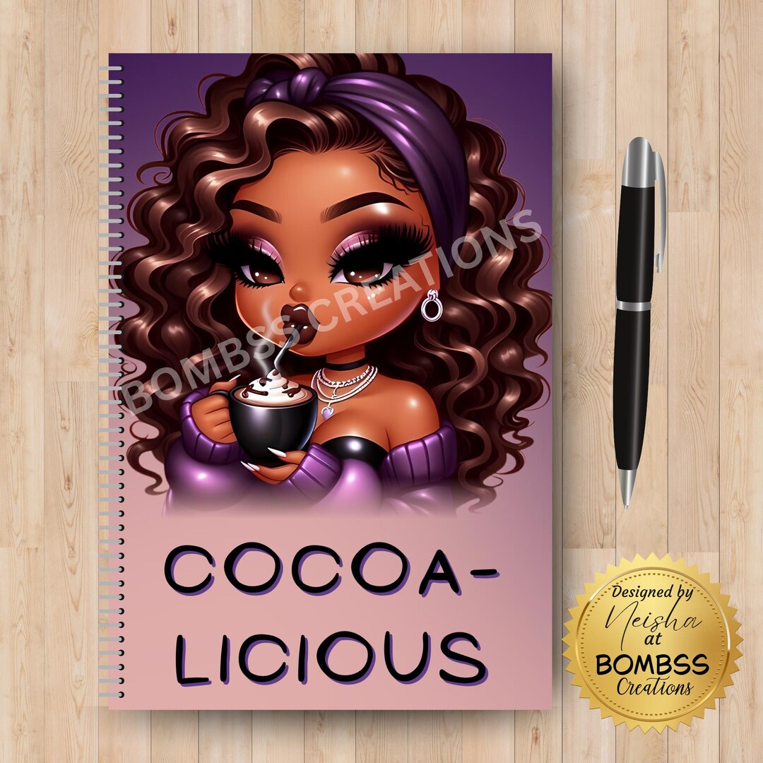 Notebook Chibi Chibi Black Girl Notebook, Cozy Sweater & Hot Cocoa Journal for Women ...