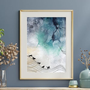 Printable Wall Art, Instant downloadable art of abstract wild horses, Contemporary wall art, Digital Download Art, for office or home decor