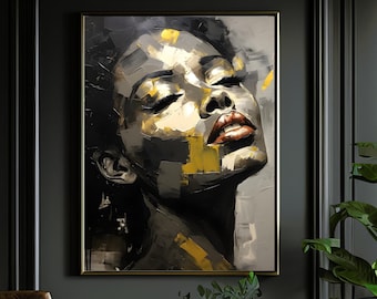 African Woman Wall Art, Decorative Portrait Wall Art, Decoration Portrait, Instant Downloadable Art Prints for Home Decor, Wall Art Portrait