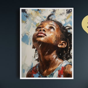 Printable Wall Art of an African American Girl Portrait in Impressionist Style, Downloadable art, Affordable Art, Print in +20 Frame Sizes
