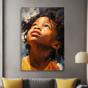 Digital Print of Black Girl Portrait, in Impressionist Wall Art Style, Can be Printed for Over 20 Frame Sizes, Unique Affordable Wall Art