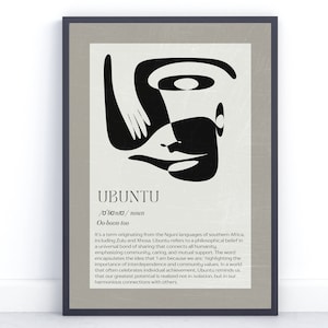 African Contemporary Poster, Ubuntu Meaning Wall Art, African Poster Art, Downloadable Office Wall Art, Definition Wall Print, African Art
