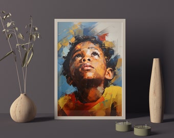 African Wall Art Portrait Print  Impressionist Wall Art of African Child Downloadable Wall Art & Physical Poster Prints Gifts-Gift-Wall Arts