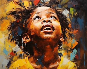 Vibrant African Child Portrait in Vibrant Colours, Digital Wall Art, Instant Downloadable File, 5 High Resolution Printable Files