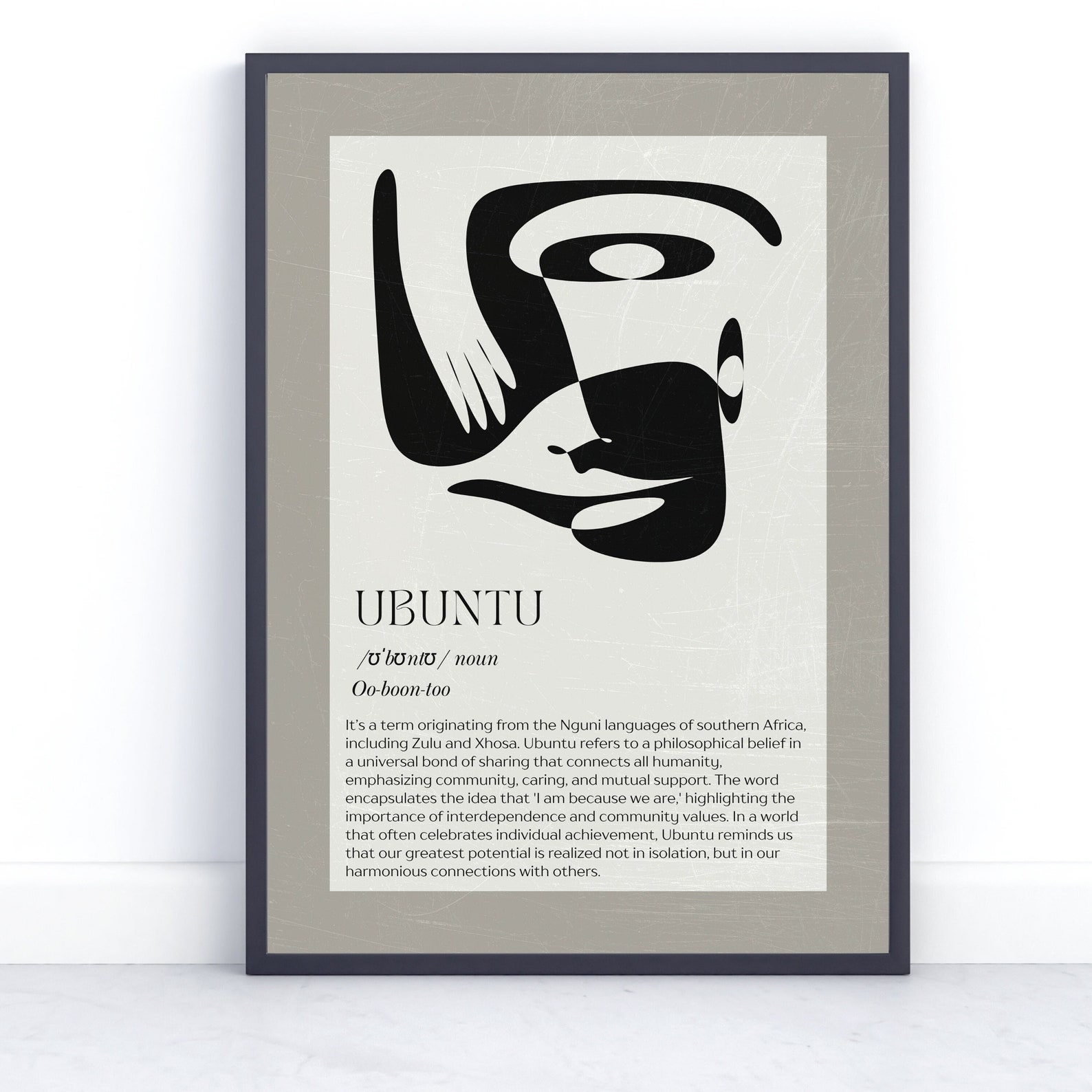 Ubuntu Nation Building African Contemporary Poster, Ubuntu Meaning Wall Art, African Poster ...