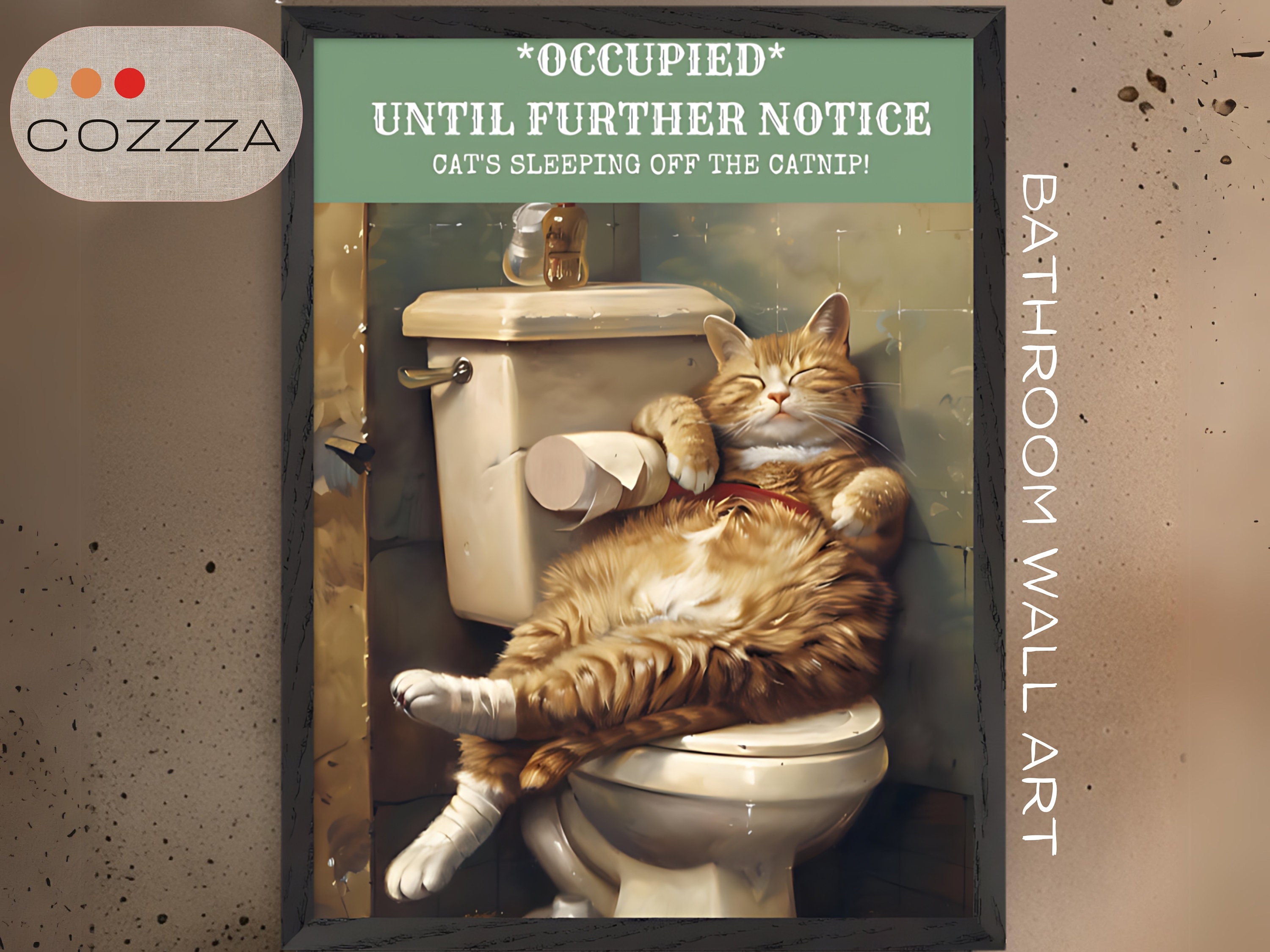 Cat Lovers Wall Art, Funny Bathroom Wall Art, Toilet Humor Decor ...