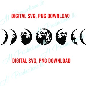 Moon Phase svg, Moon SVG, Moon PNG, Moon Clipart, Moon Cricut cut, Moon Silhouette Cut, Moon Sublimation, Moon Vector - Si prega di leggere la descrizione