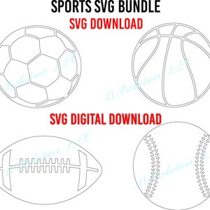 Sports Bundle SVG - Sports Ball svg Bundle - Basketball svg- Football svg- Baseball svg - Soccer svg -Please Read Description.