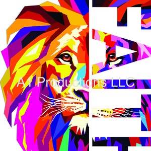 Lion Faith/Ready to Press Sublimation Transfer- Up to 13 by 19 inches- High Quality Sublimation Transfer- Please Read Description.