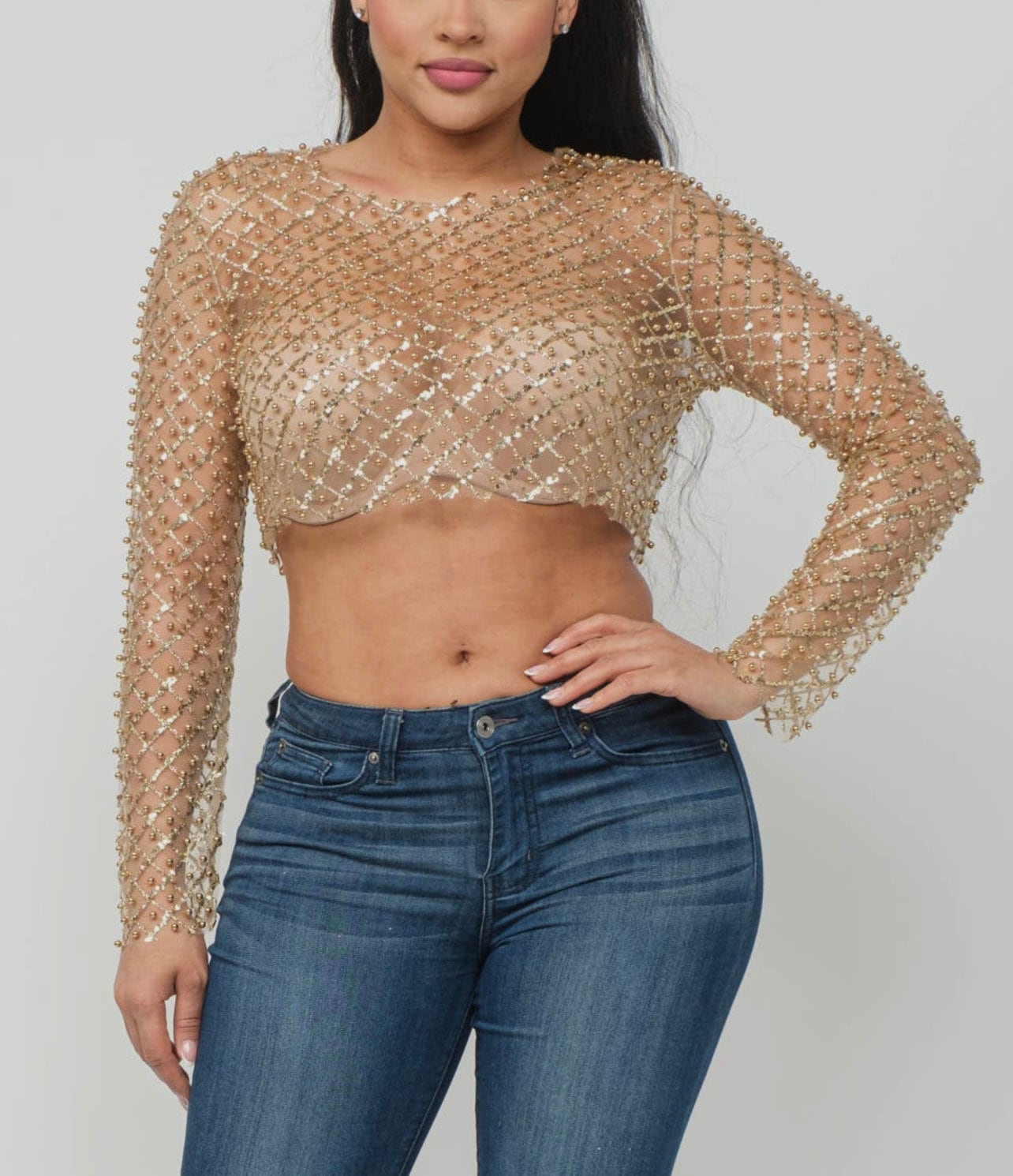 Plus Sequin Mesh Insert Top