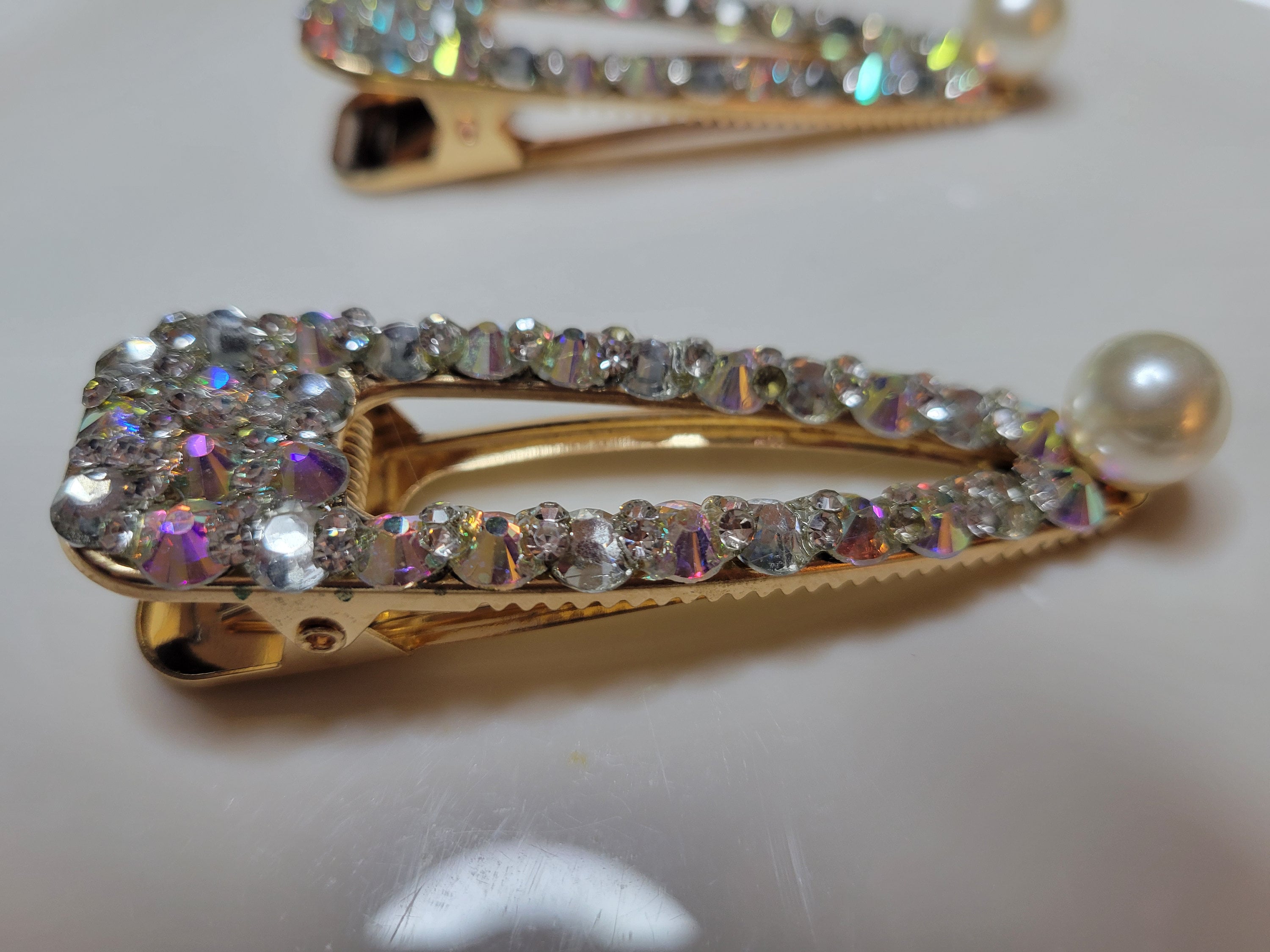 Bling Crystal Diamond Hair Clips Accessories Women Clip Etsy