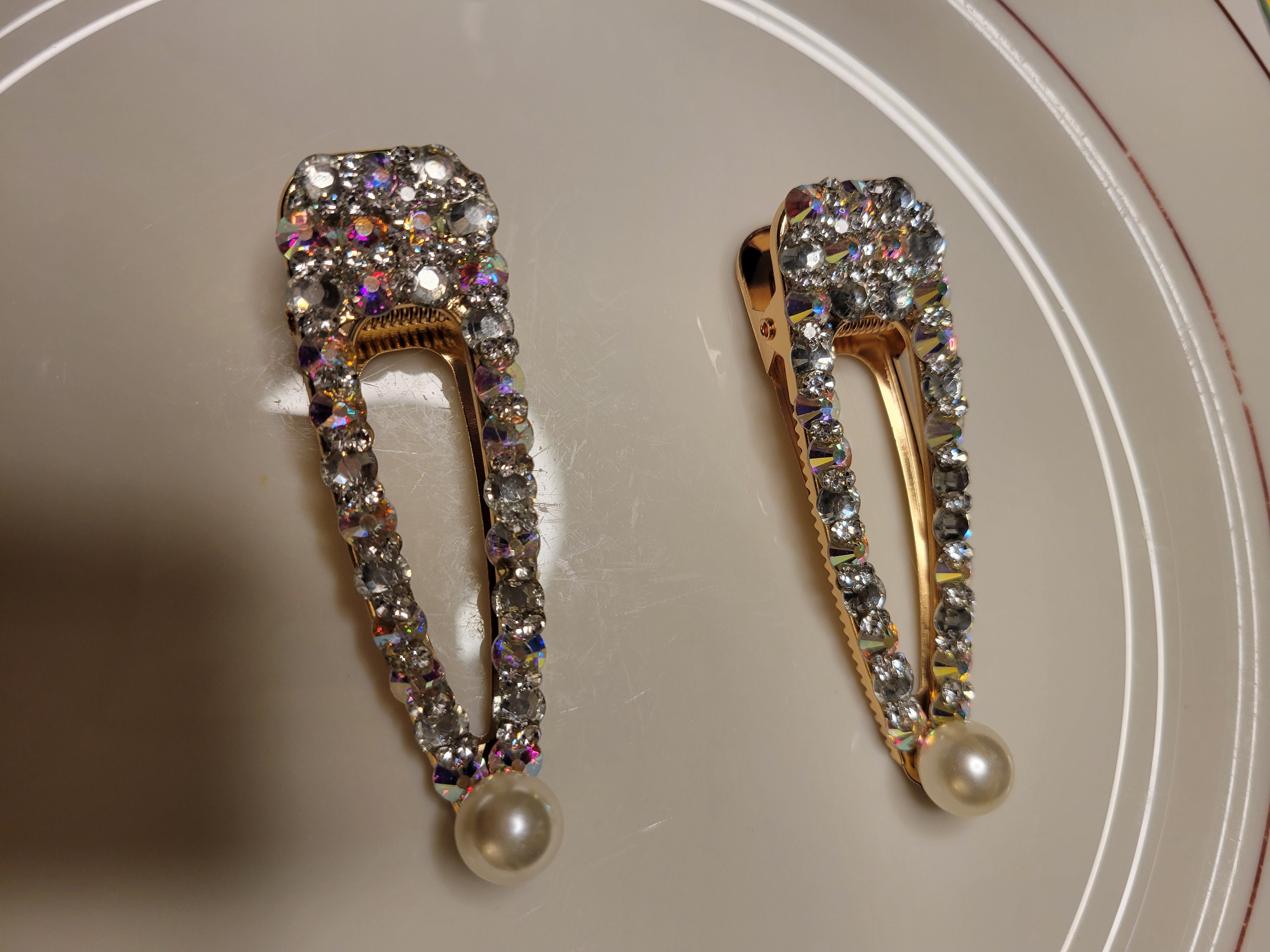 Bling Crystal Diamond Hair Clips Accessories Women Clip Etsy