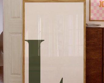 Buchstabe L Poster, Grüne Wand Kunst Druck, Alphabet L Buchstabe Kunstdruck, Preppy Zimmer Dekor, Grüne Wand Kunst, Name in Großbuchstaben Anfang L Wand Kunst