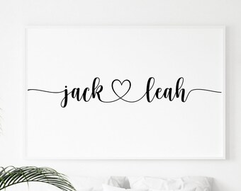 Custom Couple Names Print, Personalised Wall Art Print, Digital Download Couple Name, Wedding Engagement gift, couple name poster,Wall decor
