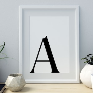 Letter A Print, Minimalist Letter Art, Monogram Letter print, Initial alphabet print, baby letter art,digital download, Wall art, Home Decor