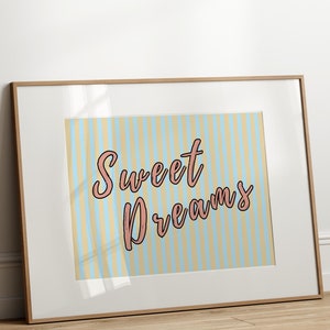 Sweet Dreams Poster, Trendy Wall Art, Apartment Decor, Retro Wall Art, Wall Art Prints, Wall Decor, Retro Stripes Print, Printable Wall Art