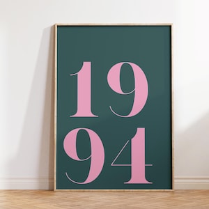 Impresión retro personalizada del año de nacimiento, póster personalizado, regalo de cumpleaños, impresión de números personalizada, arte de pared bohemio personalizado, letrero de año personalizado, decoración de pared